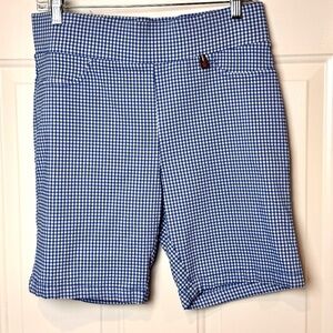 Tommy Hilfiger Blue & White Gingham Pull On Ladies Shorts, EUC,  Size 12